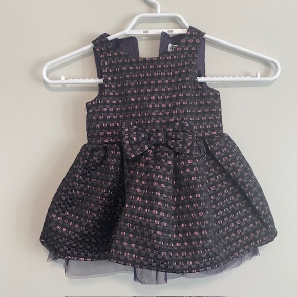 PL Kids Formal Black and Purple Plaid Sleeveless Bow Dress size 12M - Picture 1 of 7